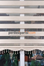 Eko Krem Bambu Zebra Perde
