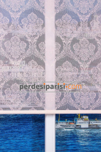 Pudra Oval Damask Çiftli Sistem Stor Perde