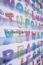 Alfabe Plise Çocuk Zebra Perde