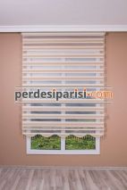 Bej Ekru Dar Renkli Plise Zebra Perde