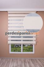 Krem Yarım Plise Zebra Perde