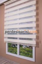 Krem Yarım Plise Zebra Perde