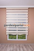 Krem Yarım Plise Zebra Perde