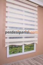 Krem Yarım Plise Zebra Perde