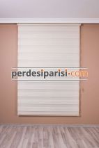 Krem Yarım Plise Zebra Perde