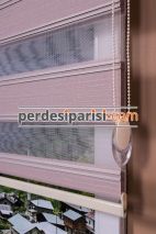 Gülkurusu Çizgili Yarım Plise Zebra Perde