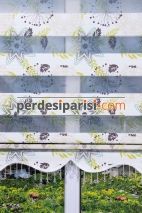 Hardal Vizon Çiçekli Plise Zebra Perde