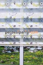 Hardal Vizon Çiçekli Plise Zebra Perde