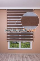 Kahve Çizgili Bambu Zebra Perde
