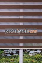 Kahve Çizgili Bambu Zebra Perde