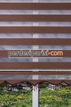 Kahve Çizgili Bambu Zebra Perde