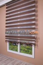 Kahve Çizgili Bambu Zebra Perde