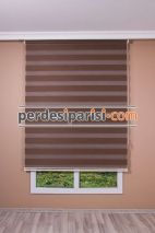 Kahve Çizgili Bambu Zebra Perde