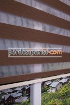 Kahve Çizgili Bambu Zebra Perde