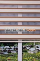 Kahve Çizgili Yarım Renkli Plise Zebra Perde