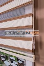 Kahve Çizgili Yarım Renkli Plise Zebra Perde