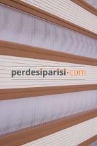 Kahve Çizgili Yarım Renkli Plise Zebra Perde