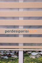 Koyu Bej Çizgili Bambu Zebra Perde