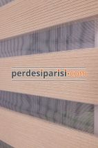 Koyu Bej Çizgili Bambu Zebra Perde