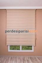 Koyu Bej Çizgili Bambu Zebra Perde
