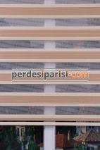 Mat Bej Çizgili Yarım Plise Zebra Perde