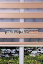 Mat Bej Yarım Plise Zebra Perde