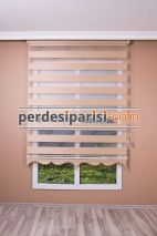 Mat Bej Yarım Plise Zebra Perde