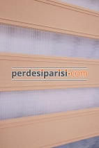 Mat Bej Yarım Plise Zebra Perde