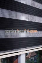 Mat Siyah Plise Zebra Perde