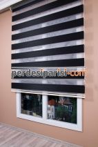 Mat Siyah Plise Zebra Perde