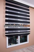 Mat Siyah Plise Zebra Perde