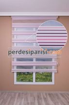 Mor Pembe Renkli Plise Zebra Perde