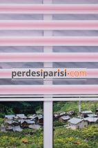 Pembe Beyaz Renkli Plise Zebra Perde