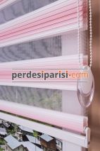 Pembe Beyaz Renkli Plise Zebra Perde