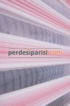 Pembe Beyaz Renkli Plise Zebra Perde