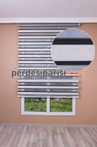 Siyah Sim Çizgili Renkli Plise Zebra Perde