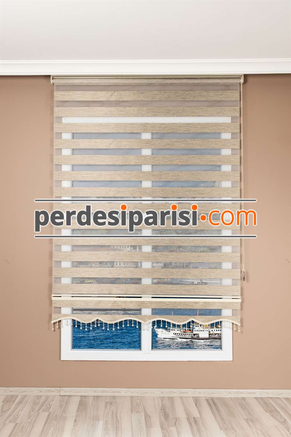 Lux Yesil Kircilli Bambu Zebra Perde Perdesiparisi Com