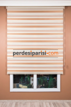 Promosyonel Bej Simli Plise Zebra Perde (150x200)