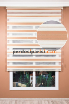 Promosyonel Bej Simli Plise Zebra Perde (150x200)