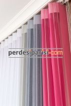 Pembe & Gri Dikey Tül Perde
