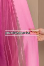 Pembe & Gri Dikey Tül Perde