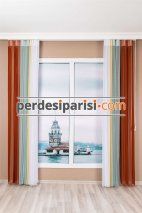 Tarçın & Mint Yeşili Dikey Tül Perde