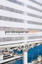 Beyaz Dar Plise Zebra Perde - Gümüş Varaklı 