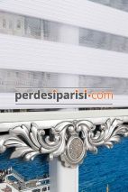 Beyaz Dar Plise Zebra Perde - Gümüş Varaklı 