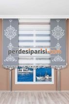 Beyaz Geniş Plise Zebra Perde - Gümüş Varaklı 