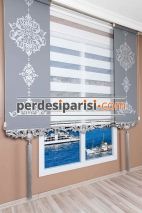 Beyaz Geniş Plise Zebra Perde - Gümüş Varaklı 