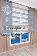 Beyaz Jakar Zebra Perde - Gümüş Varaklı 