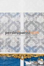Damask Çiftli Stor Perde - Altın Varaklı