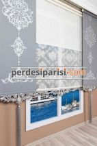 Damask Çiftli Stor Perde - Gümüş Varaklı