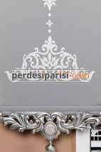 Damask Çiftli Stor Perde - Gümüş Varaklı